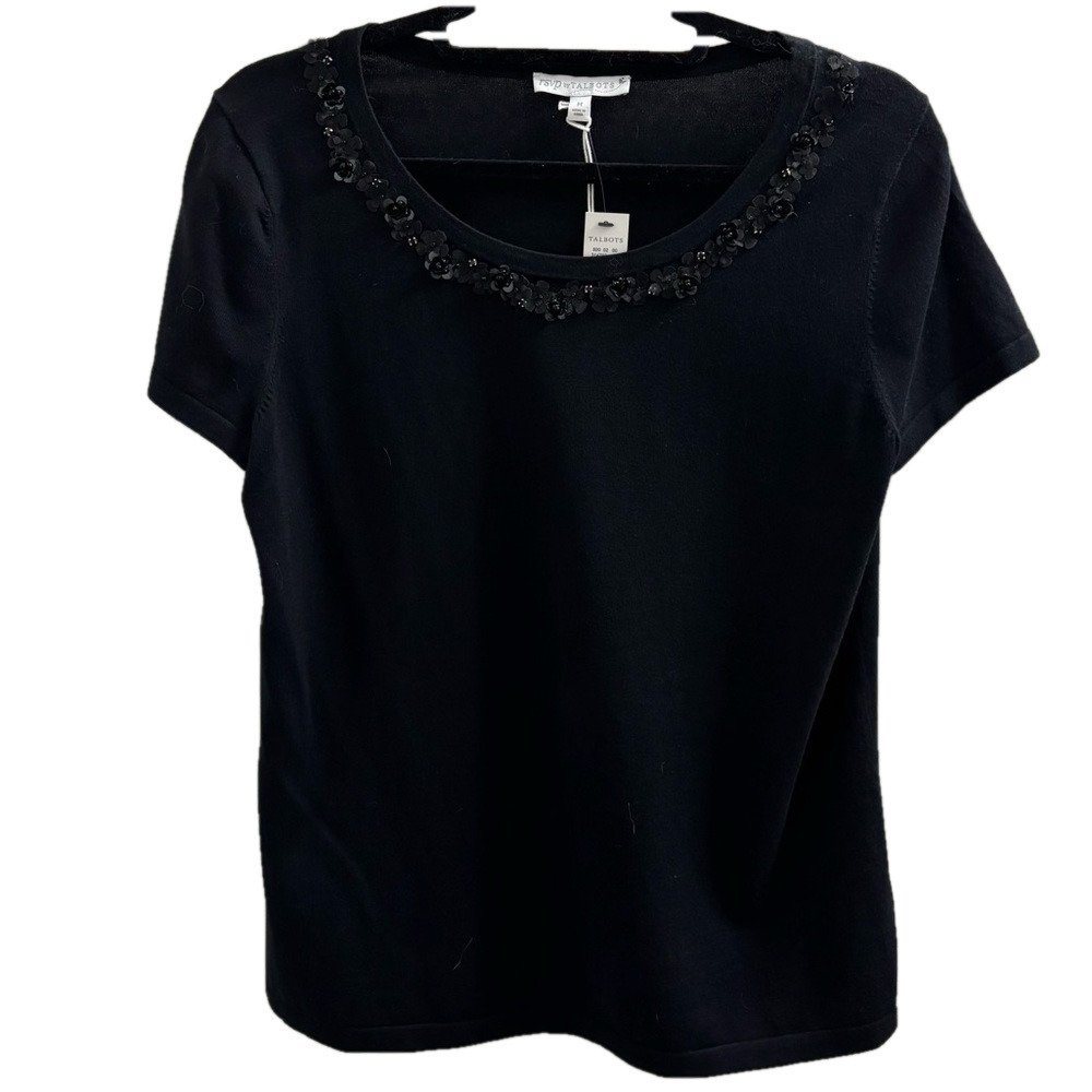 RSVP by Talbots Black Embellished Women's Top size Medium